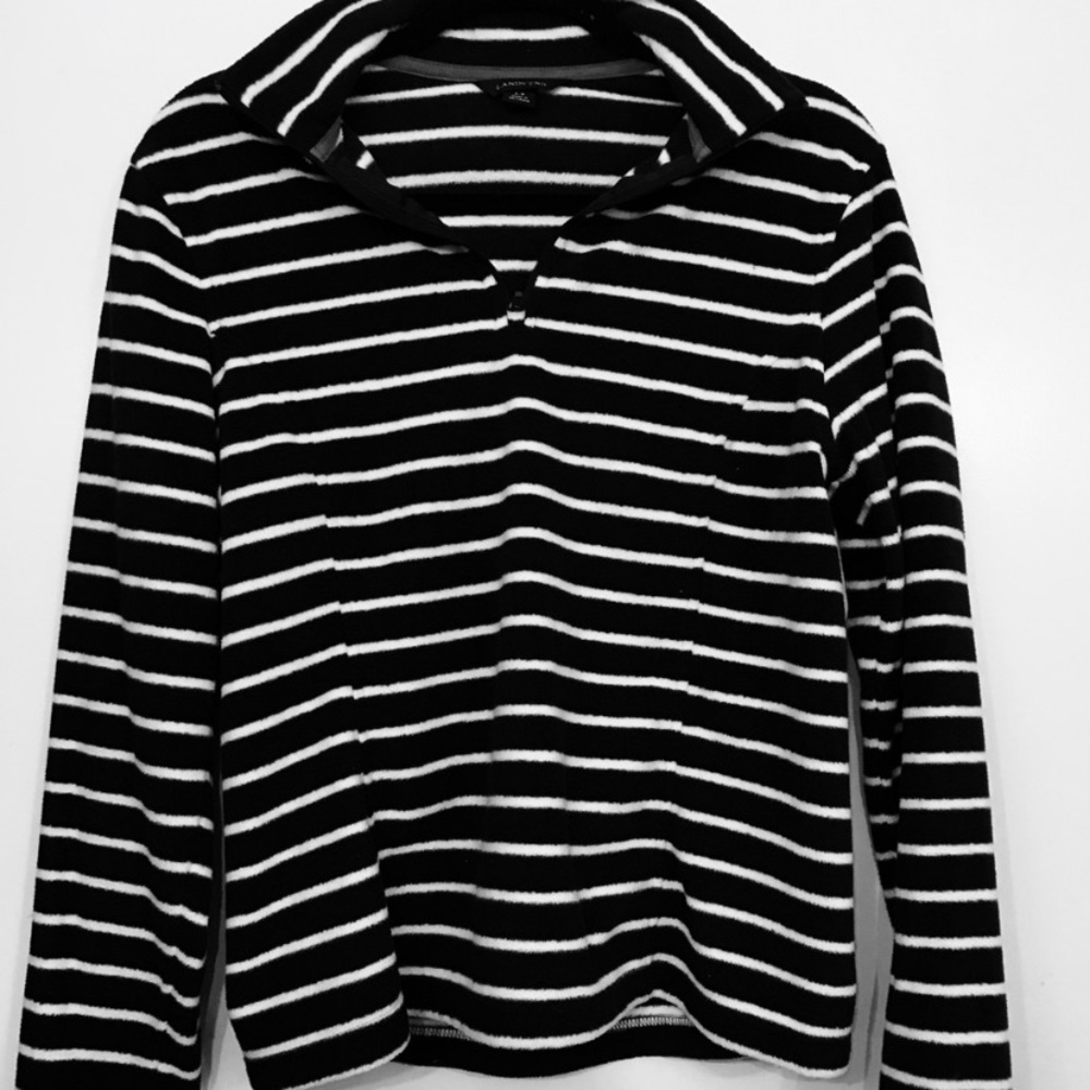 Lands End Dark Blue and White Women's Quarter Zip